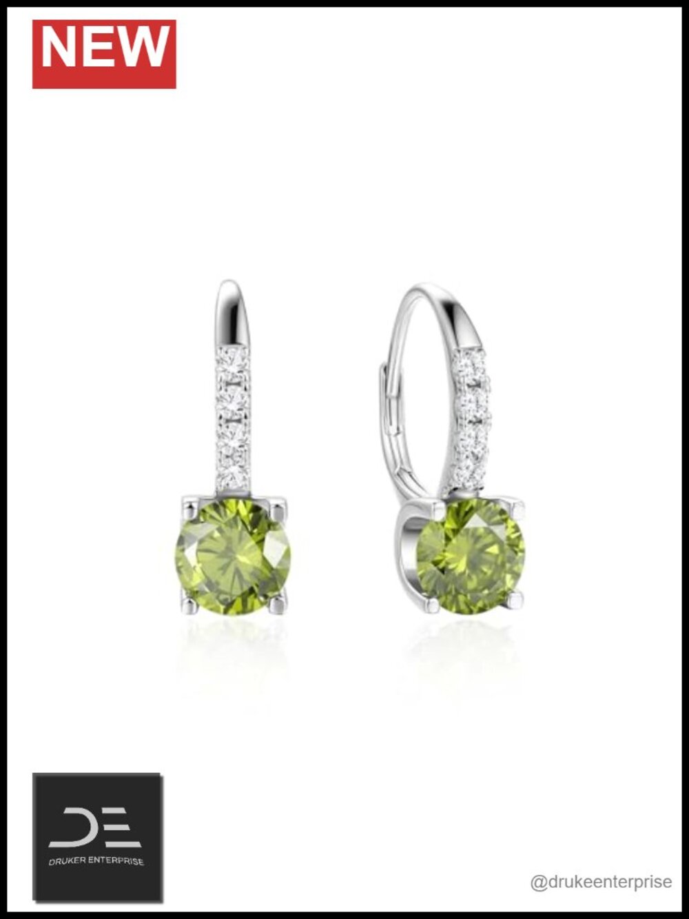 Birthstone Leverback Dangle Earrings 925 Sterling Silver